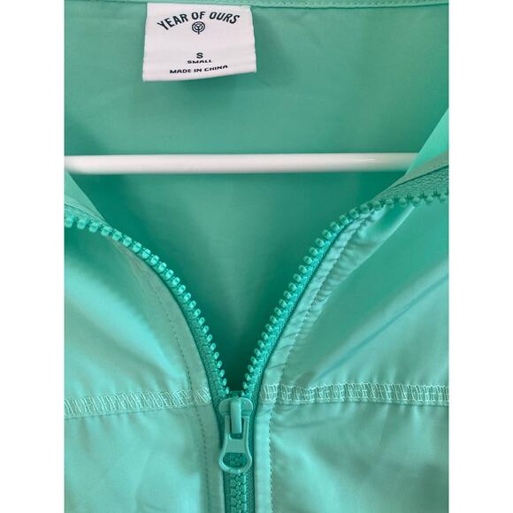 Year of Ours YOS Windbreaker Lucite Green Zip Crop Jacket S - Picture 9 of 14